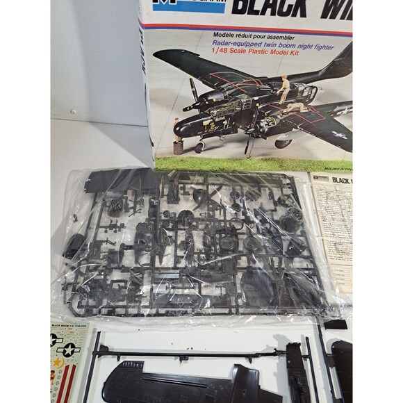 Monogram 7546 1:48 Scale Black Widow P-61 Airplane Model Kit w/White Box - Picture 6 of 7